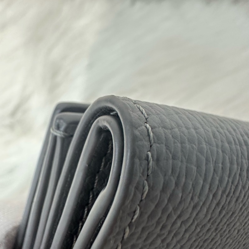 Loewe 821TR2X02 大象灰銀LOGO三折錢包-10
