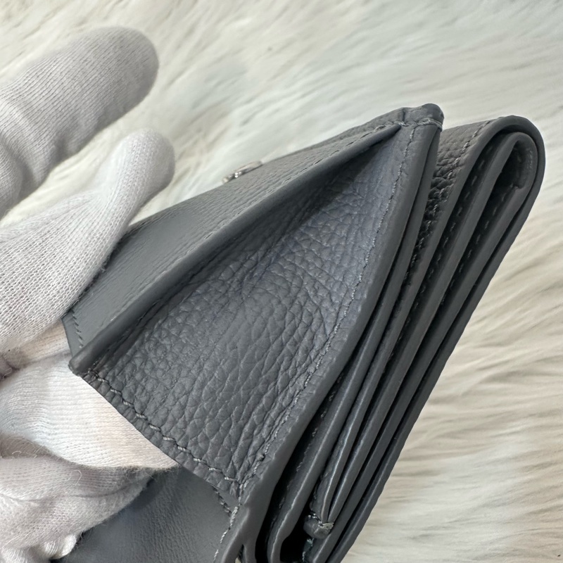 Loewe 821TR2X02 大象灰銀LOGO三折錢包-23