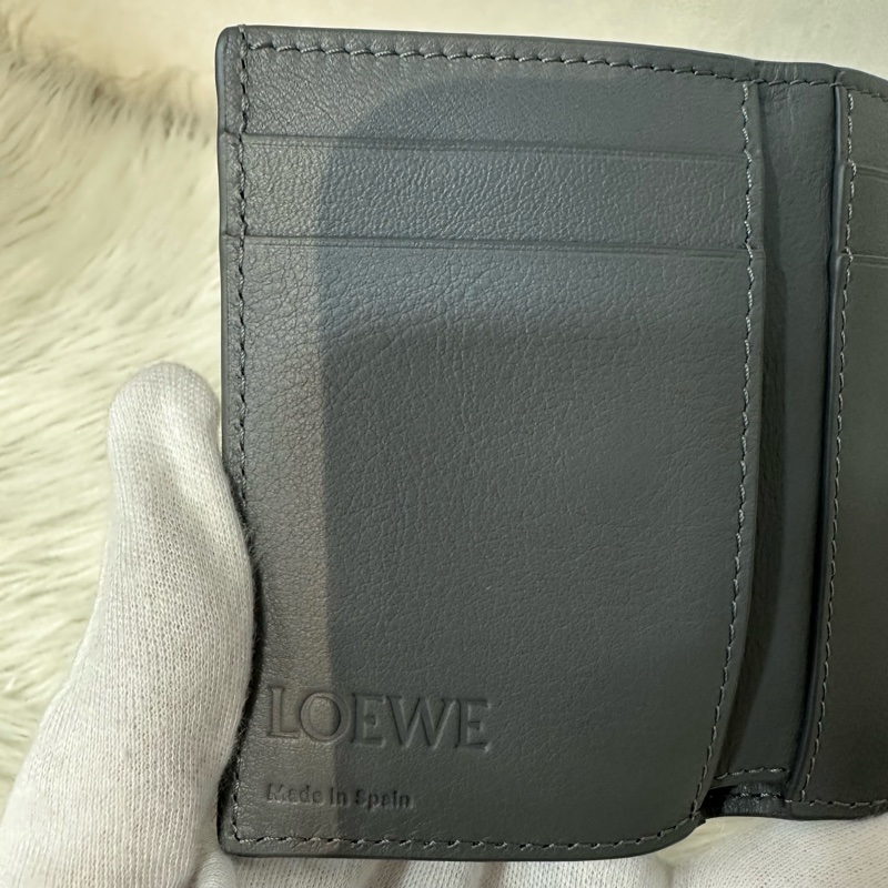 Loewe 821TR2X02 大象灰銀LOGO三折錢包-30