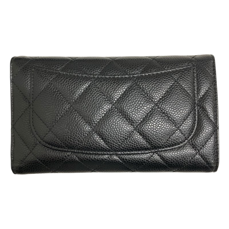 CHANEL A80758 黑菱格長夾 荔枝紋牛皮-1