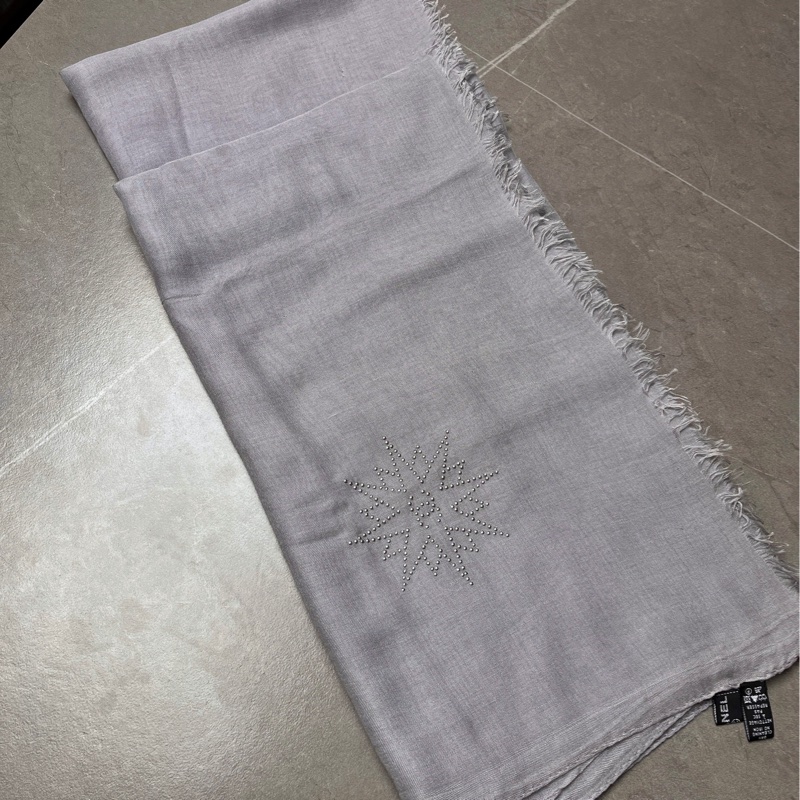 莉亞精品♡ Chanel 大象灰銀珠雙C披肩 二手美品-0