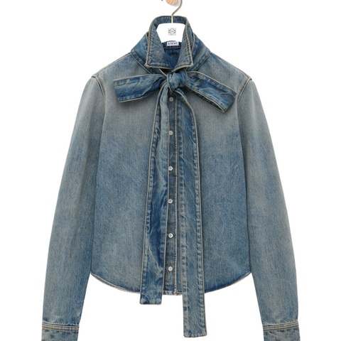 Loewe denim bow shirt 46 牛仔 襯衫