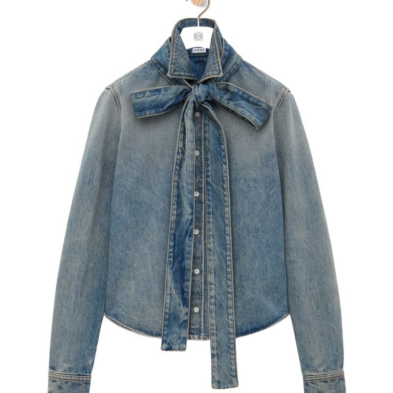 Loewe denim bow shirt 46 牛仔 襯衫-0