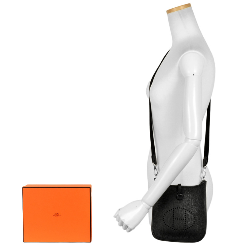 愛馬仕 (Hermes) Evelyn TPM 單肩背包，採用 Taurillon Clemence 皮革，飾有 B 字印記和黑色銀色五金配件。-8