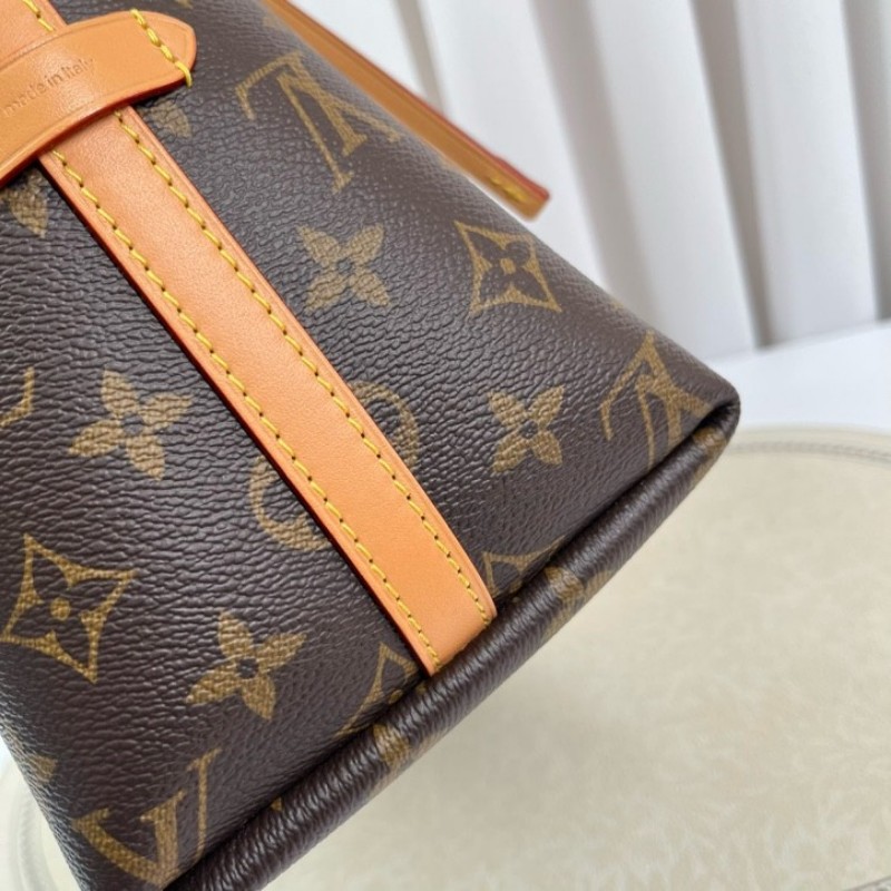 zz wtt zzz LV路易威登 24年全套 芯片款 Carryall PM小號子母包 經典老花滿印購物袋 塗層帆布拼牛皮飾邊 手提單肩包托特包 女款 棕色-8