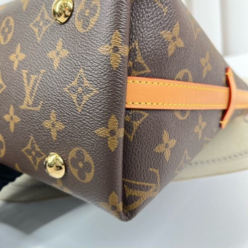 zz wtt zzz LV路易威登 24年全套 芯片款 Carryall PM小號子母包 經典老花滿印購物袋 塗層帆布拼牛皮飾邊 手提單肩包托特包 女款 棕色-13