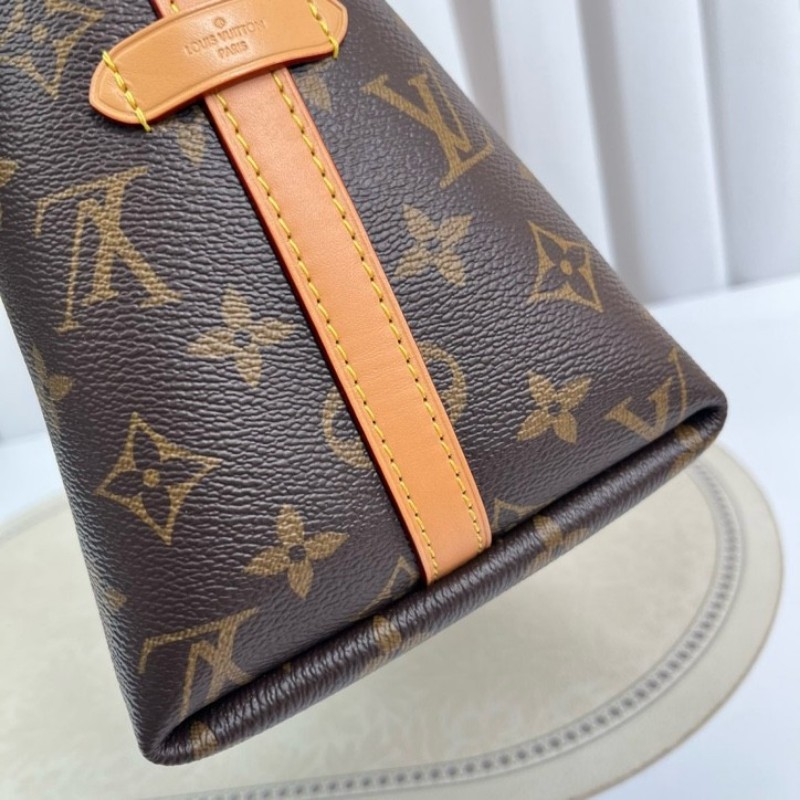 zz wtt zzz LV路易威登 24年全套 芯片款 Carryall PM小號子母包 經典老花滿印購物袋 塗層帆布拼牛皮飾邊 手提單肩包托特包 女款 棕色-14