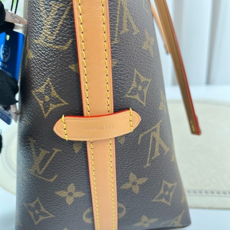 zz wtt zzz LV路易威登 24年全套 芯片款 Carryall PM小號子母包 經典老花滿印購物袋 塗層帆布拼牛皮飾邊 手提單肩包托特包 女款 棕色-20