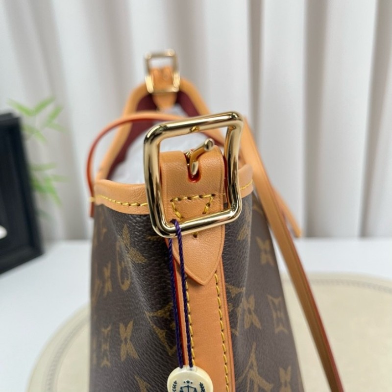 zz wtt zzz LV路易威登 24年全套 芯片款 Carryall PM小號子母包 經典老花滿印購物袋 塗層帆布拼牛皮飾邊 手提單肩包托特包 女款 棕色-22