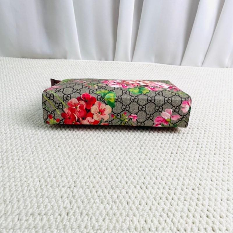 Gucci  古馳 天竺葵花卉印花手拿包洗漱包 拉鏈開合 內裡乾淨-4