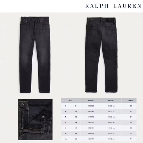 Polo Ralph Lauren 青年款黑灰修身彈性牛仔褲
