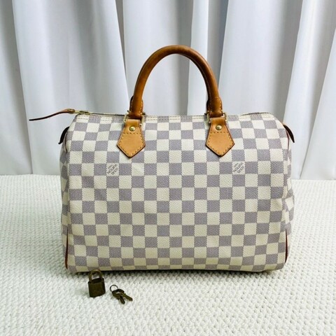 路易威登/LV   speedy30手提款 白棋盤格 帆布塗層 內裡整潔容量大 實用便捷