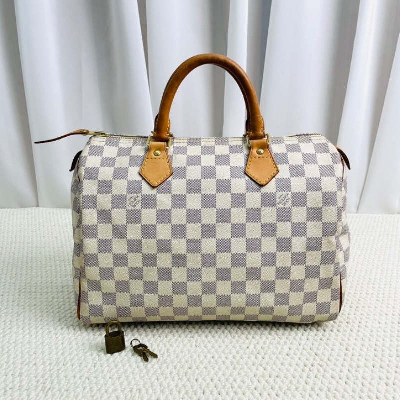 路易威登/LV   speedy30手提款 白棋盤格 帆布塗層 內裡整潔容量大 實用便捷-0