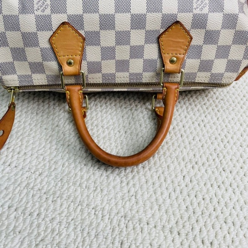 路易威登/LV   speedy30手提款 白棋盤格 帆布塗層 內裡整潔容量大 實用便捷-16