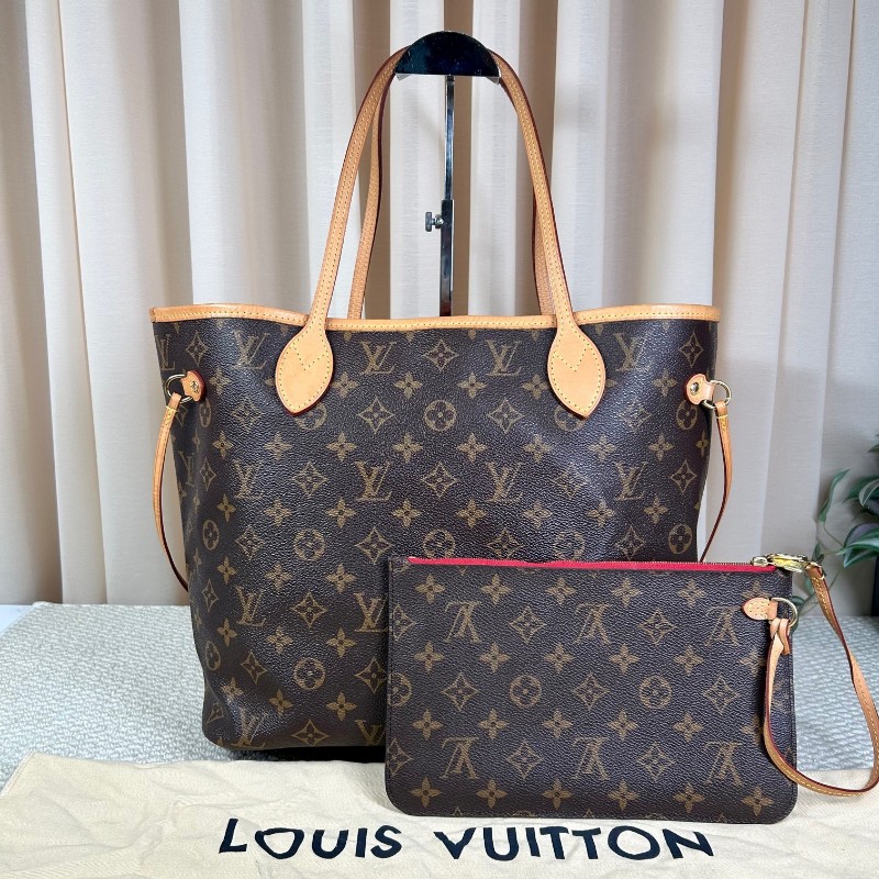 LV路易威登老花neverfull子母包手提單肩包 紅色內裡 容量大 日常通勤百搭-1