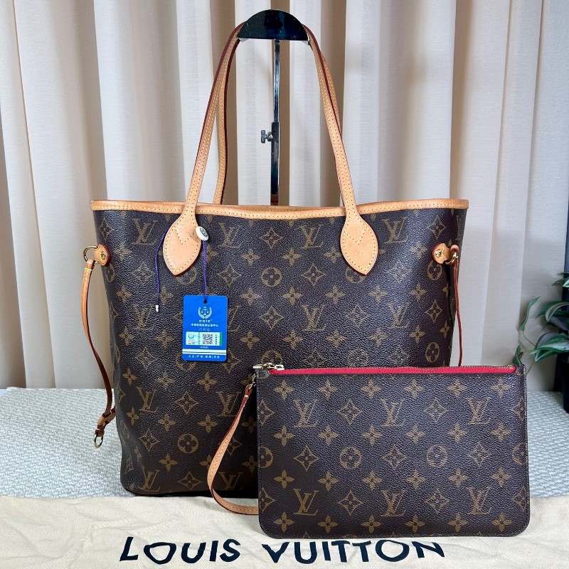 LV路易威登老花neverfull子母包手提單肩包 紅色內裡 容量大 日常通勤百搭-5