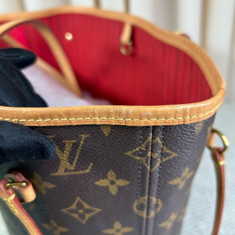 LV路易威登老花neverfull子母包手提單肩包 紅色內裡 容量大 日常通勤百搭-8