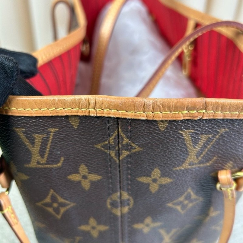 LV路易威登老花neverfull子母包手提單肩包 紅色內裡 容量大 日常通勤百搭-9