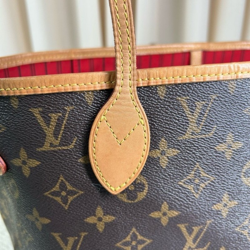 LV路易威登老花neverfull子母包手提單肩包 紅色內裡 容量大 日常通勤百搭-23
