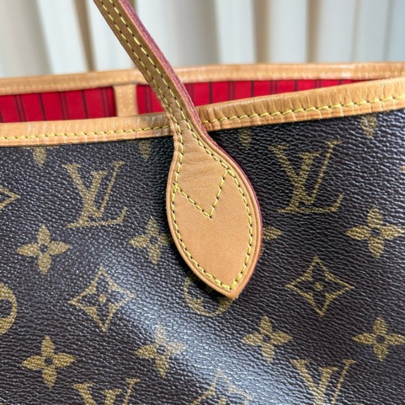 LV路易威登老花neverfull子母包手提單肩包 紅色內裡 容量大 日常通勤百搭-24