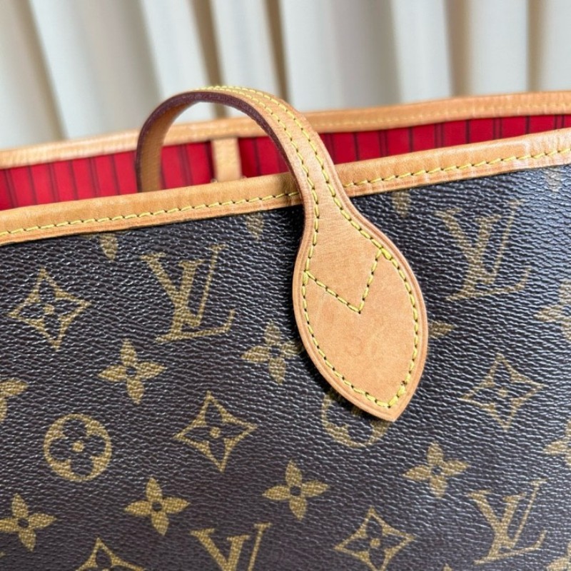 LV路易威登老花neverfull子母包手提單肩包 紅色內裡 容量大 日常通勤百搭-26