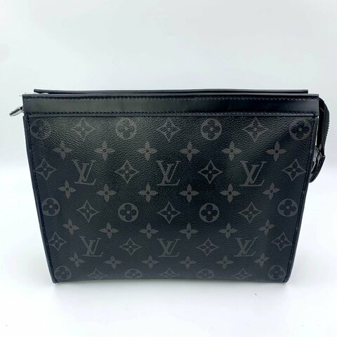 Louis Vuitton Pochette Voyage MM系列，路易威登，黑金剛老花手拿包，現貨，真品，正品，免運