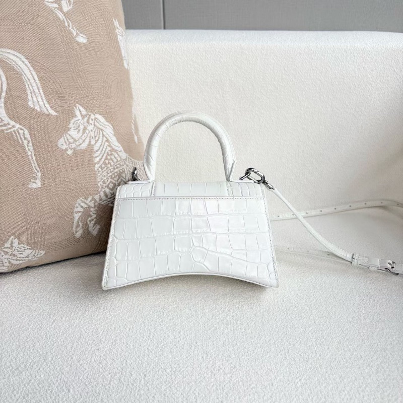 Balenciaga 鱷魚壓紋沙漏包 白色銀扣19*11.5*7 98新配件塵袋-7