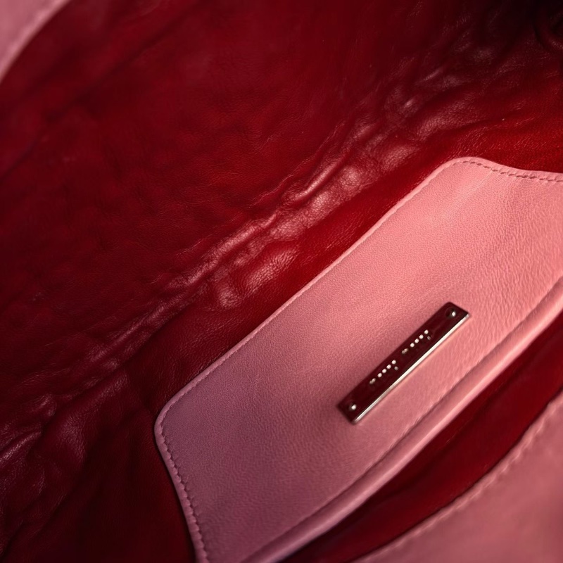 MiuMiu 水鑽櫻桃夾子包 粉色銀扣 羊皮28*16*5 98新鏈條塵袋-2