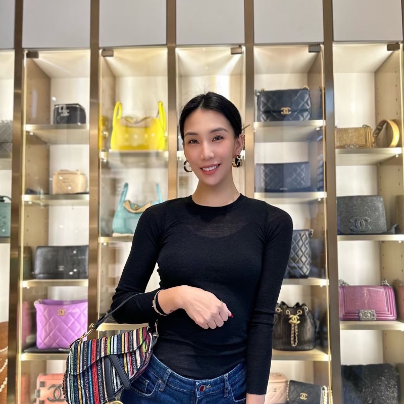 Dior 串珠馬鞍包小號 彩色搭配 金扣 17.5*15*5 98新配件塵袋-0