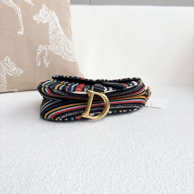 Dior 串珠馬鞍包小號  彩色搭配 金扣 17.5*15*5 98新配件塵袋-3