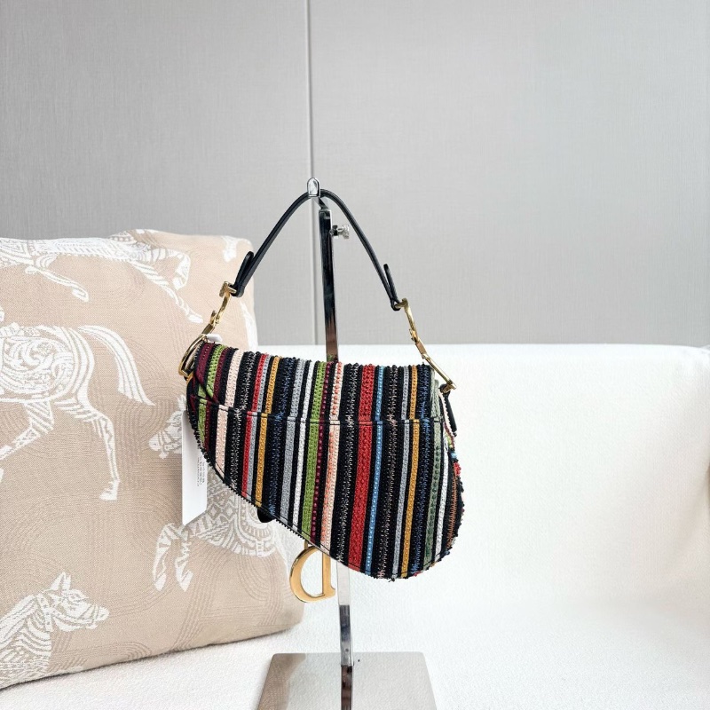 Dior 串珠馬鞍包小號  彩色搭配 金扣 17.5*15*5 98新配件塵袋-5