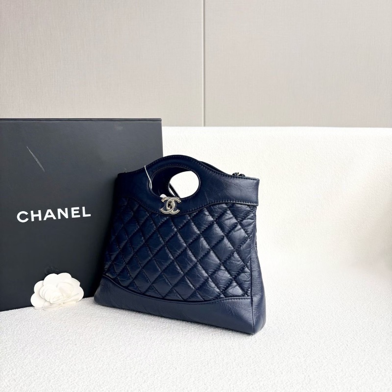 Chanel mini 31bag  深藍色金扣 油蠟皮芯片款24*23*5 99新配件購證塵袋-5