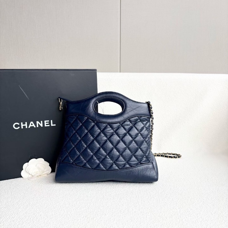 Chanel mini 31bag  深藍色金扣 油蠟皮芯片款24*23*5 99新配件購證塵袋-6