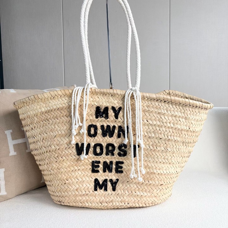 Celine 草編菜籃子大號 30*34*17  99新配件塵袋-1