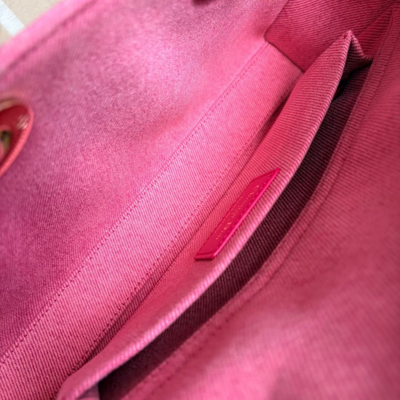 Dior D-joy牛仔橫版黛妃中號粉色金扣26*14*6 99新配件塵袋-1