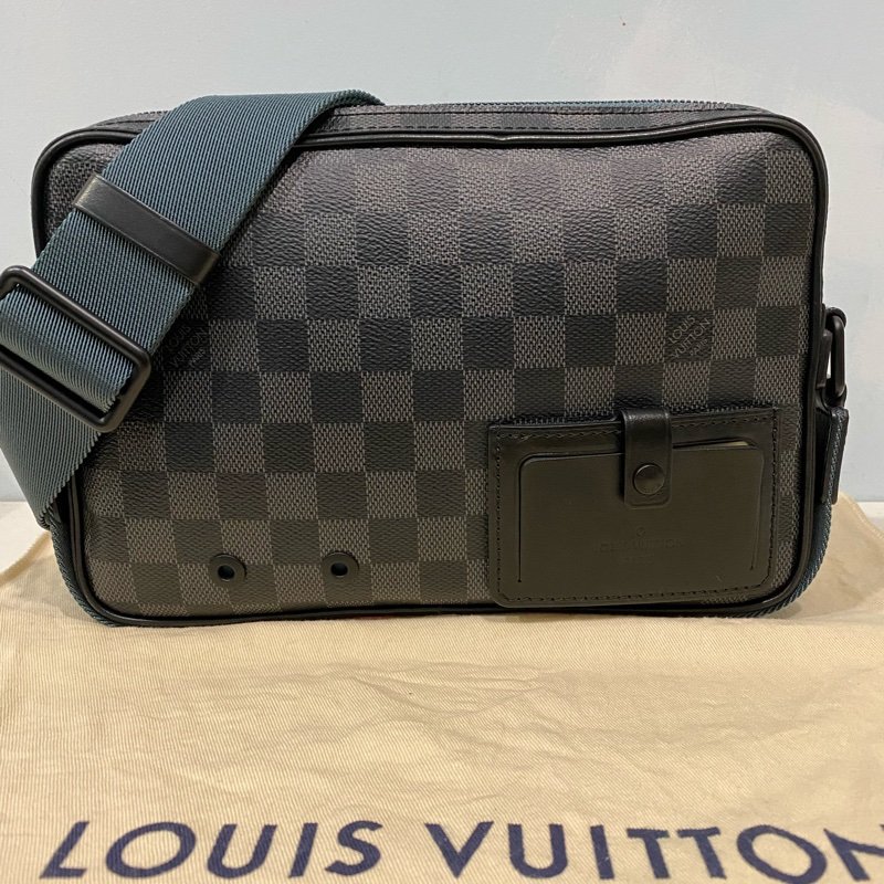 Louis Vuitton 黑棋盤格帆布拉鍊郵差包-5