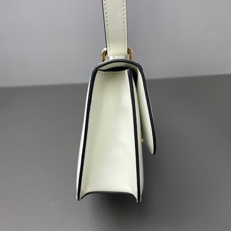 PRADA 翻蓋白色漆皮金扣logo19*12*6  98新配件塵袋-4