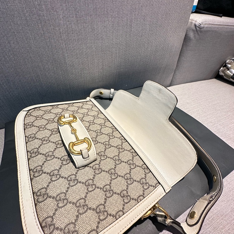 GUCCI  1955中號經典款  老花帆布馬鞍肩背包-3