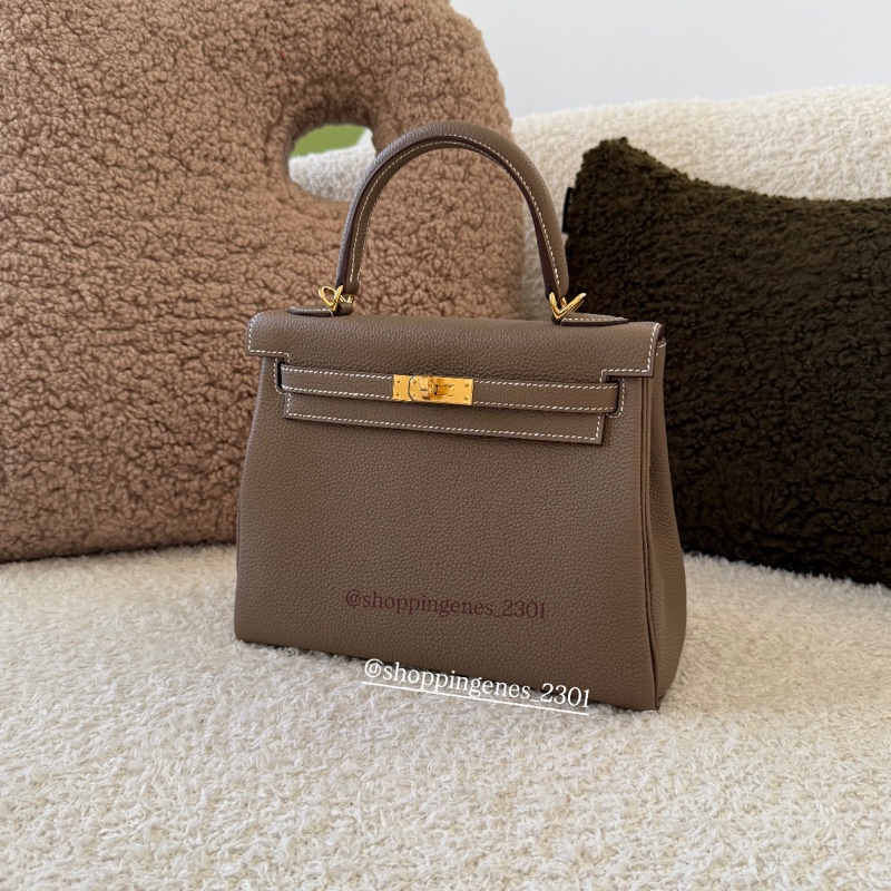 愛馬仕 Hermès 全新 Kelly 25 凱莉包25 大象灰 金釦-0