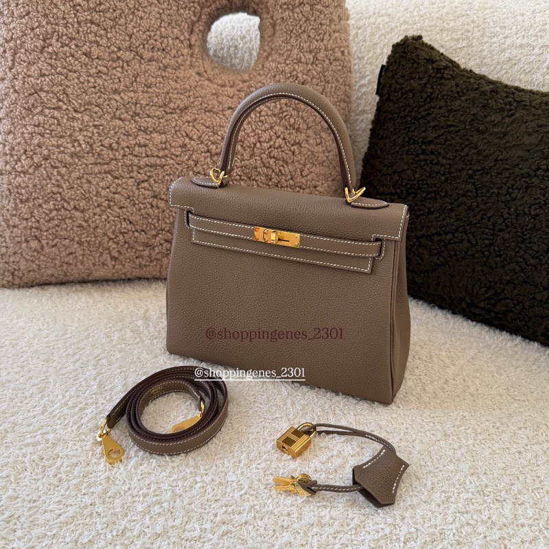 愛馬仕 Hermès 全新 Kelly 25 凱莉包25 大象灰 金釦-3