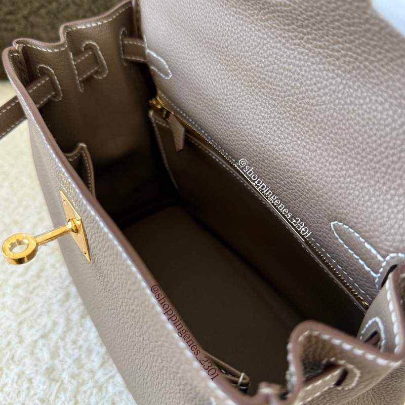 愛馬仕 Hermès 全新 Kelly 25 凱莉包25 大象灰 金釦-6