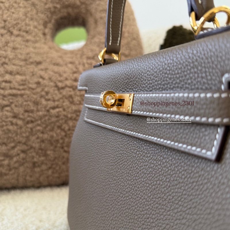 愛馬仕 Hermès 全新 Kelly 25 凱莉包25 大象灰 金釦-7