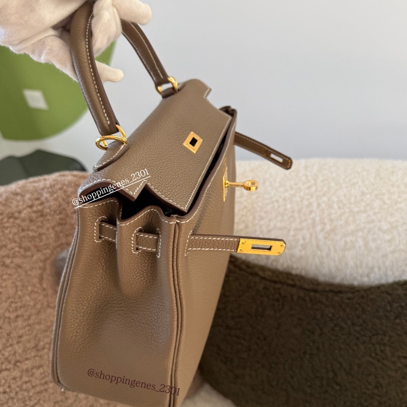 愛馬仕 Hermès 全新 Kelly 25 凱莉包25 大象灰 金釦-9