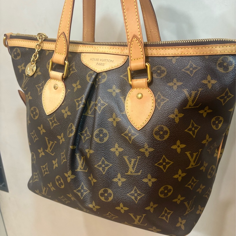 LV 老花手提皺摺包 附斜背帶-0