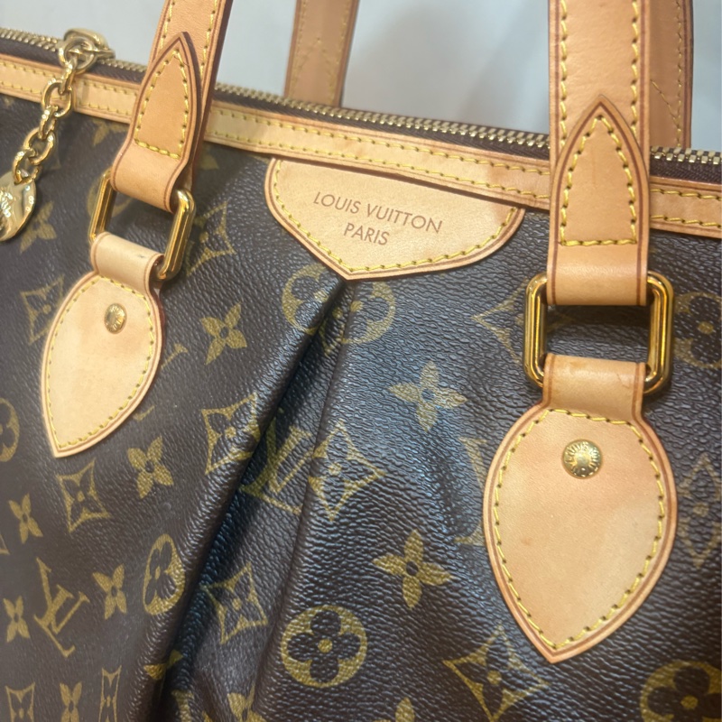 LV 老花手提皺摺包 附斜背帶-1