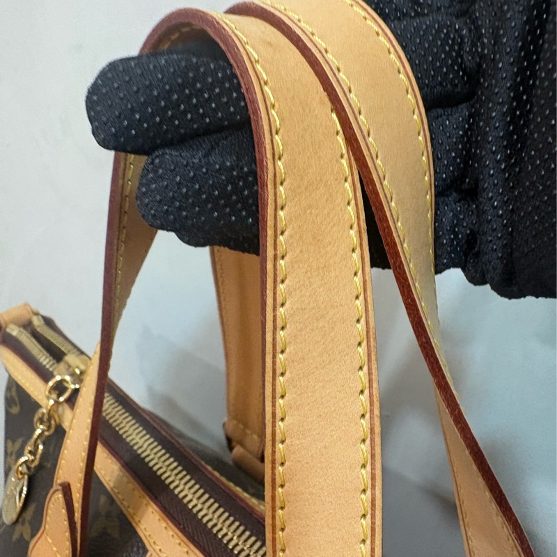 LV 老花手提皺摺包 附斜背帶-2