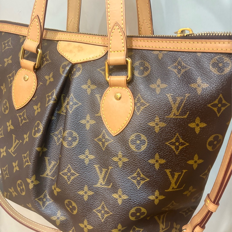 LV 老花手提皺摺包 附斜背帶-4
