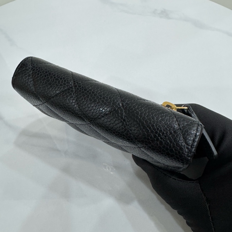 JK國際二手精品✨Chanel三折短夾荔枝牛皮 黑金-4