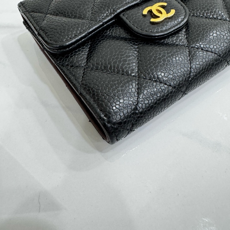 JK國際二手精品✨Chanel三折短夾荔枝牛皮 黑金-6
