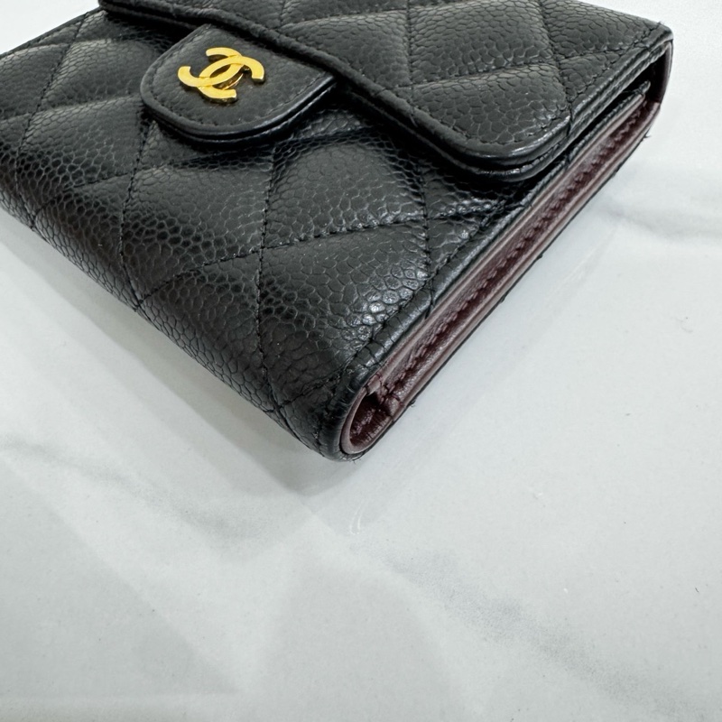 JK國際二手精品✨Chanel三折短夾荔枝牛皮 黑金-7